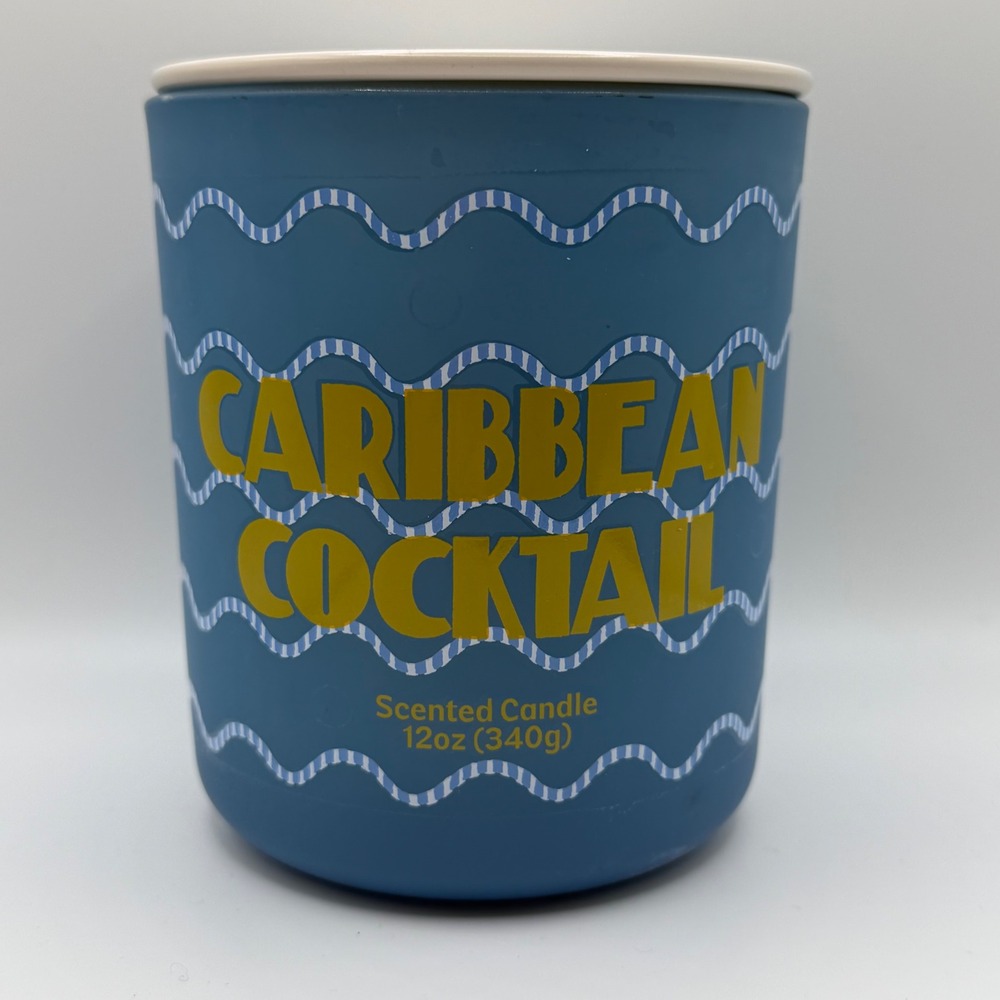 Room Essentials Caribbean Cocktail Scented Jar Candle with Lid 12oz Blue Wave